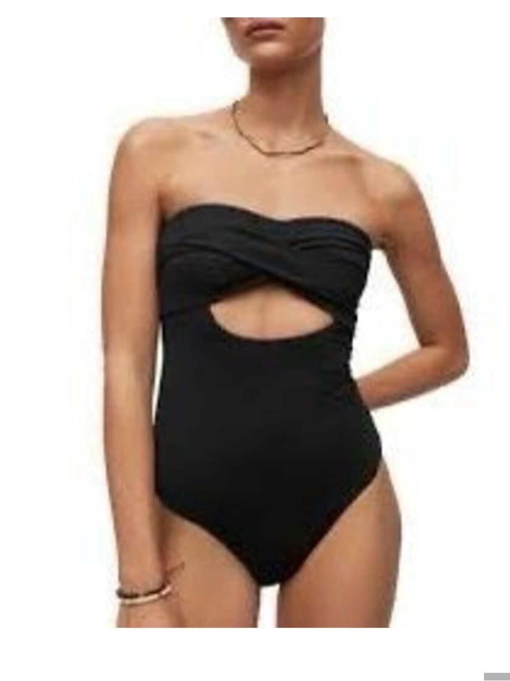 All Saints Black Twist-Front Cutout One-Piece Swimsuit